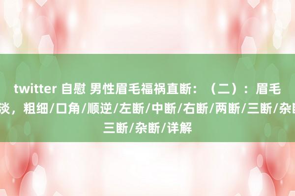twitter 自慰 男性眉毛福祸直断：（二）：眉毛色的浓淡，粗细/口角/顺逆/左断/中断/右断/两断/三断/杂断/详解